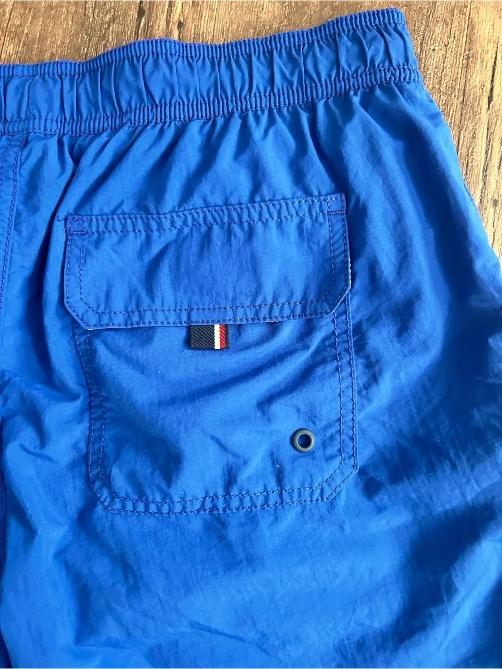Tommy Hilfiger Blue Logo Americana Patriotic Lined Swim Trunks Men's Size Small
